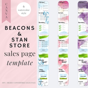 7 Beacons , Stan Store Sales Page Template Editable Canva , High Conversion sales page , social media , digital marketing , bonus