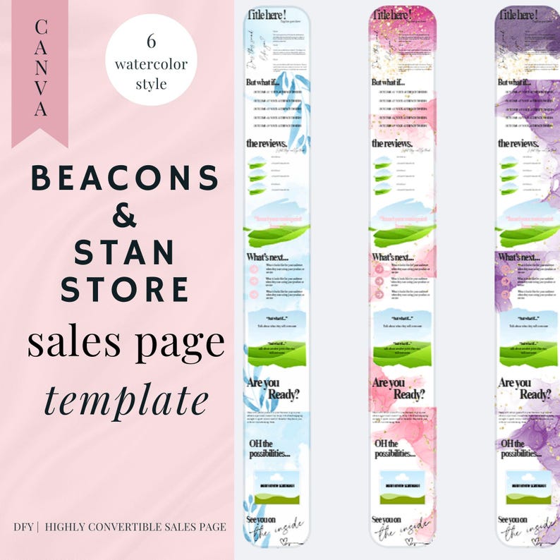 7 Beacons , Stan Store Sales Page Template Editable Canva , High ...