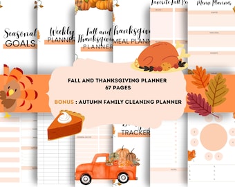 Fall & Thanksgiving Planner Bundle | 88 Pages Organizer with Bucket List, Cleaning Planner, Gratitude Journal, Budget Meal Planning Ideas