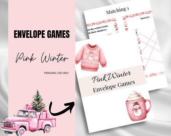 Pink Winter Toddler Games Printable for Kids Ages 2–5 | Cute Preschool Envelope Activities, Learning Worksheets & Holiday Quiet Time Set