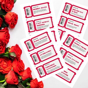 12 cupones imprimibles para San Valentín Cupones de amor, cupones personalizables para el día de San Valentín, para ella, para él, vales de amor