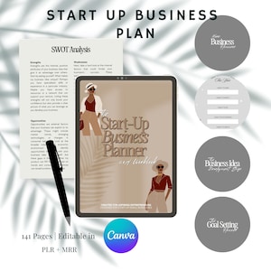 Business Plan Template Printable | Start Up Workbook | Editable Business Planner | Startup Business Plan | Side Husle Canva PLR MRR