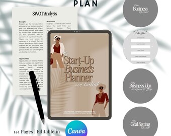 Business Plan Template Printable | Start Up Workbook | Editable Business Planner | Startup Business Plan | Side Husle Canva PLR MRR