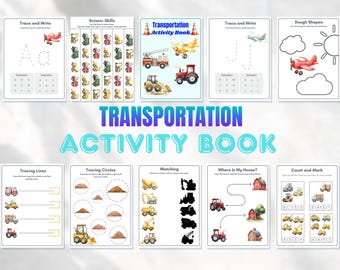 Libro de actividades de transporte, Libro de actividades de Cars, Juegos de coches, Imprimible para educación en casa, Imprimible para preescolar, Actividad educativa, Currículo preescolar