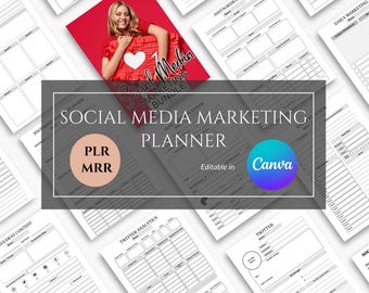 Social Media Marketing Bundle Planer, Canva Social Media Planner PLR Templates, Social Media Planner Kit | Digital Content Terminplaner