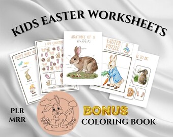 Kids Easter Activity Book,  Easter learning worksheets PLR , Easter Activities Bundle for Young Learners, PLR Easter worksheets pack