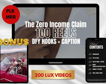 Fait pour vous, accroches et légendes : guide de réclamation de revenu zéro avec droits de revente principaux, bobines virales, 3 mois de contenu, aimant principal pour ebook MRR