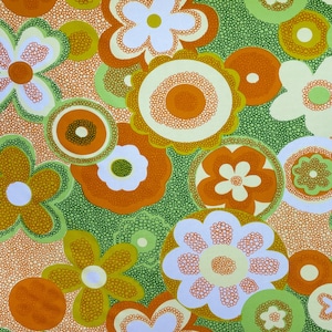 Tkanina Groovy Floral Spandex - Tkanina rozciągliwa w 4 kierunkach, cięta na wymiar - Na odzież do tańca, odzież sportową, stroje kąpielowe