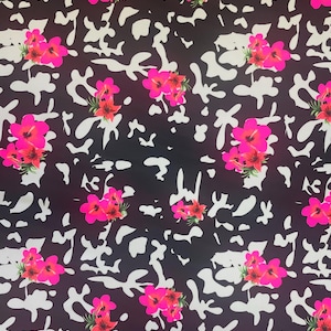 Hibiscus Flower Splatter Printed Spandex Fabric, 4-way Stretch Fabric (82 Nylon, 18 Spandex), Swimwear, Activewear, Dancewear, Sportwear