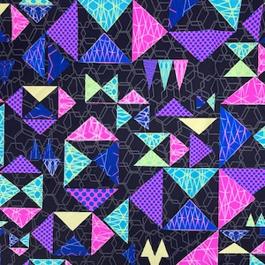 Geometric Pattern Spandex Fabric, 4-way Stretch Fabric, Swimwear, Activewear, Dancewear, Sportwear Fabric by the Yard
