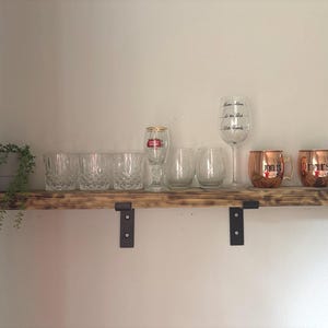 Burned Wood Floating Shelf – Rustic Farmhouse Wall Decor – Industrial Wooden Shelf – Handmade Custom Wood Shelving