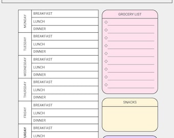 Printable Weekly Meal Planner - Digital Download - Etsy