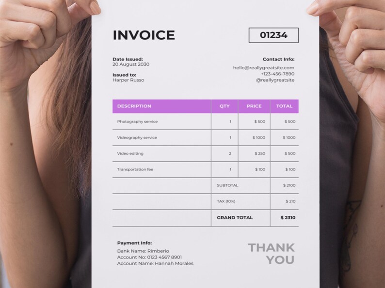 Floral Business Invoice Template | Editable Canva, Small Business ...