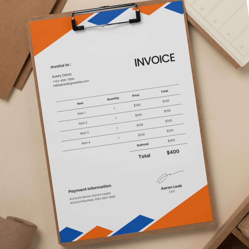 Editable Invoice Template | Canva Small Business Form (digital Download ...