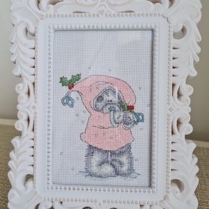Baby-Dusche-Geschenk, Geschenk für den ersten Geburtstag, Neugeborenen Geschenke, Baby-Geschenke, Tatty Teddy Geschenk, gerahmter Kreuzstich.