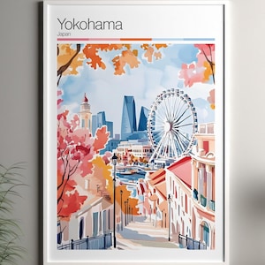 Yokohama art print - Yokohama travel poster / Japan wall art print / Japan home decor / Yokohama Japan travel wall art / cityscape print