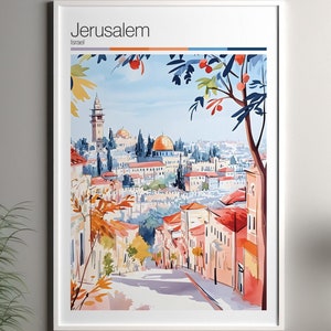 Póster de Jerusalén - Impresión de viaje a Jerusalén / Impresión de arte mural de Israel / Decoración del hogar de Israel / Arte mural de viaje de Jerusalén a Israel / Impresión de paisaje urbano