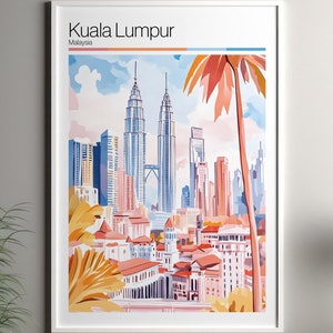 Kuala Lumpur art print - Kuala Lumpur travel poster / Malaysia wall art print / Malaysia home decor / Kuala Lumpur Malaysia travel wall art