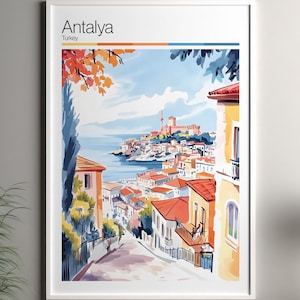 Impresión artística de Antalya - Póster de viaje de Antalya / Impresión de arte de pared de Turquía / Decoración del hogar de Turquía / Arte de pared de viaje de Antalya, Turquía / Impresión de paisaje urbano