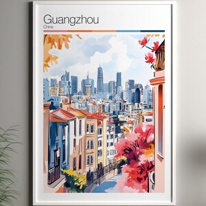 Guangzhou art print - Guangzhou travel poster / China wall art print / China home decor / Guangzhou China travel wall art / cityscape art