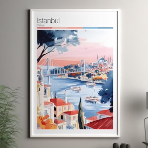 Istanbul poster - Istanbul travel print / Turkey wall art print / Turkey home decor / Istanbul Turkey travel wall art / cityscape print