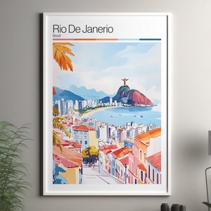 Impression d'art Rio De Janerio - Affiche de voyage Rio De Janerio / Impression d'art mural Brésil / Décoration d'intérieur Brésil / Art mural de voyage Rio De Janerio Brésil