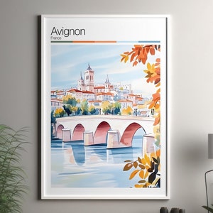 Avignon art print - Avignon travel poster / France wall art print / France home decor / Avignon France travel wall art / cityscape print