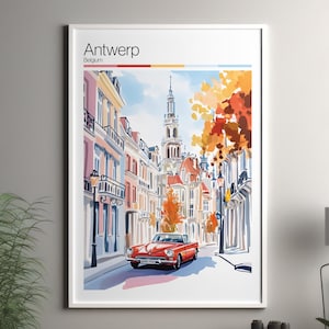 Antwerp poster - Antwerp travel print / Belgium wall art print / Belgium home decor / Antwerp Belgium travel wall art / cityscape print