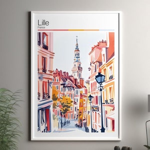 Lille art print - Lille travel poster / France wall art print / France home decor / Lille France travel wall art / cityscape print poster