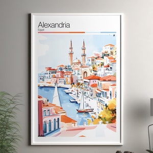 Alexandria Kunstdruck - Alexandria Reise Poster / Ägypten Wand Kunst Druck / Ägypten Wohnkultur / Alexandria Ägypten Reise Wandkunst
