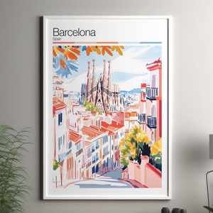 Barcelona art print - Barcelona travel poster / Spain wall art print / Spain home decor / Barcelona Spain travel wall art / cityscape print