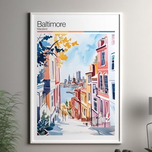 Baltimore art print - Baltimore travel poster / Maryland wall art print / United States home decor / Baltimore US travel wall art