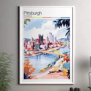 Pittsburgh art print - Pittsburgh travel poster / Pennsylvania wall art print / United States home decor / Pittsburgh travel wall art