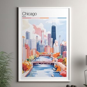 Chicago wall art - Chicago home decor / Illinois poster / United States travel print / Chicago US travel wall art / cityscape print poster