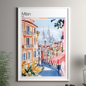 Milan poster - Milan travel print / Italy wall art print / Italy home decor / Milan Italy travel wall art / cityscape print poster