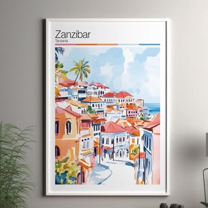 Zanzibar art print - Zanzibar travel poster / Tanzania wall art print / Tanzania home decor / Zanzibar Tanzania travel wall art