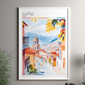 La Paz art print - La Paz travel poster / Bolivia wall art print / Bolivia home decor / La Paz Bolivia travel wall art / cityscape print