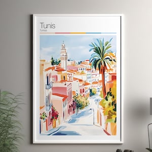 Tunis art print - Tunis travel poster / Tunisia wall art print / Tunisia home decor / Tunis Tunisia travel wall art / cityscape print poster