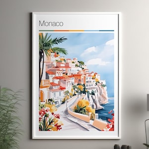 Monaco city art print - Monaco city travel poster / Monaco wall art print / Monaco home decor / Monaco travel wall art / cityscape print