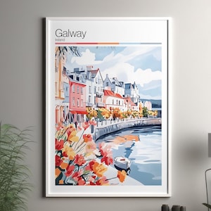 Galway art print - Galway travel poster / Ireland wall art print / Ireland home decor / Galway Ireland travel wall art / cityscape print