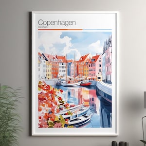 Copenhagen poster - Copenhagen travel print / Denmark wall art print / Denmark home decor / Copenhagen Denmark travel wall art