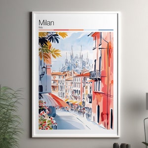 Milan art print - Milan travel poster / Italy wall art print / Italy home decor / Milan Italy travel wall art / cityscape print poster