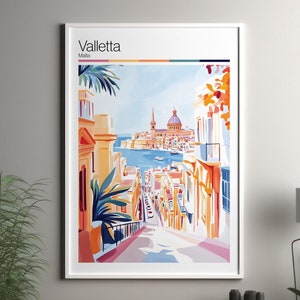 Valletta art print - Valletta travel poster / Malta wall art print / Malta home decor / Valletta Malta travel wall art / cityscape print