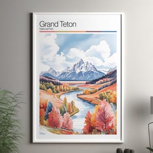 Grand Teton National Park art print - Moose park poster - Wyoming park print - USA nature posters - United States landscape art