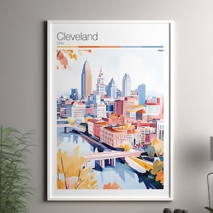 Cleveland art print - Cleveland travel poster / Ohio wall art print / United States home decor / Cleveland travel wall art / cityscape print