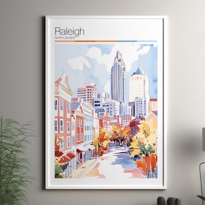 Raleigh art print - Raleigh travel poster / North Carolina wall art print / United States home decor / Raleigh US travel wall art