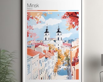 Minsk art print - Minsk travel poster / Belarus wall art print / Belarus home decor / Minsk Belarus travel wall art / cityscape print poster