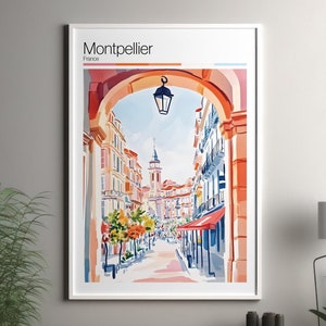 Impression d'art Montpellier - Affiche de voyage Montpellier / Impression d'art mural France / Décoration d'intérieur France / Art mural de voyage Montpellier France