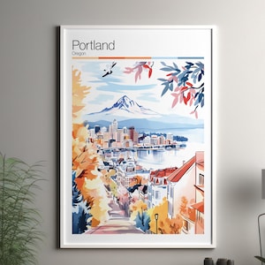 Portland art print - Portland travel poster / Oregon wall art print / United States home decor / Portland US travel wall art / cityscape art