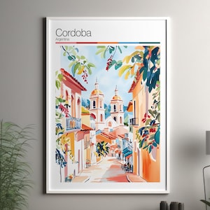 Cordoba art print - Cordoba travel poster / Argentina wall art print / Argentina home decor / Cordoba Argentina travel art / cityscape print